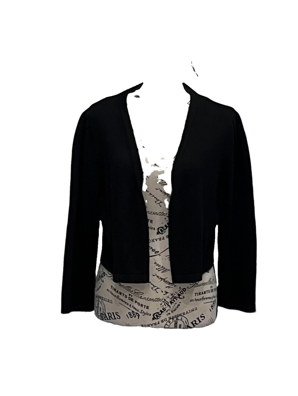 Talbots Women Large Black Open Front Cardigan Cotton Modal Cropped Quiet Luxury - Picture 2 of 9